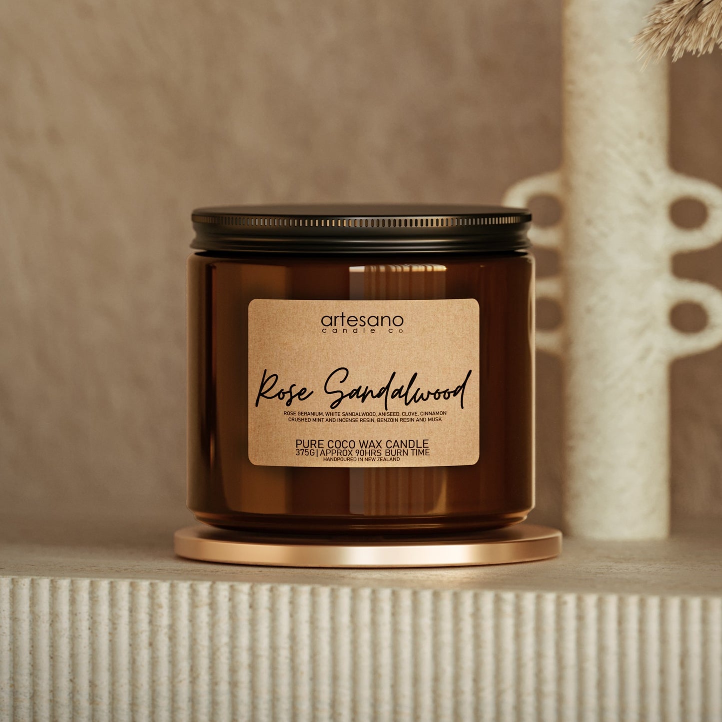 Rose Sandalwood - Large Pure Coco Wax Candle