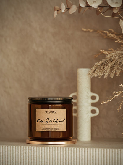 Rose Sandalwood - Large Pure Coco Wax Candle