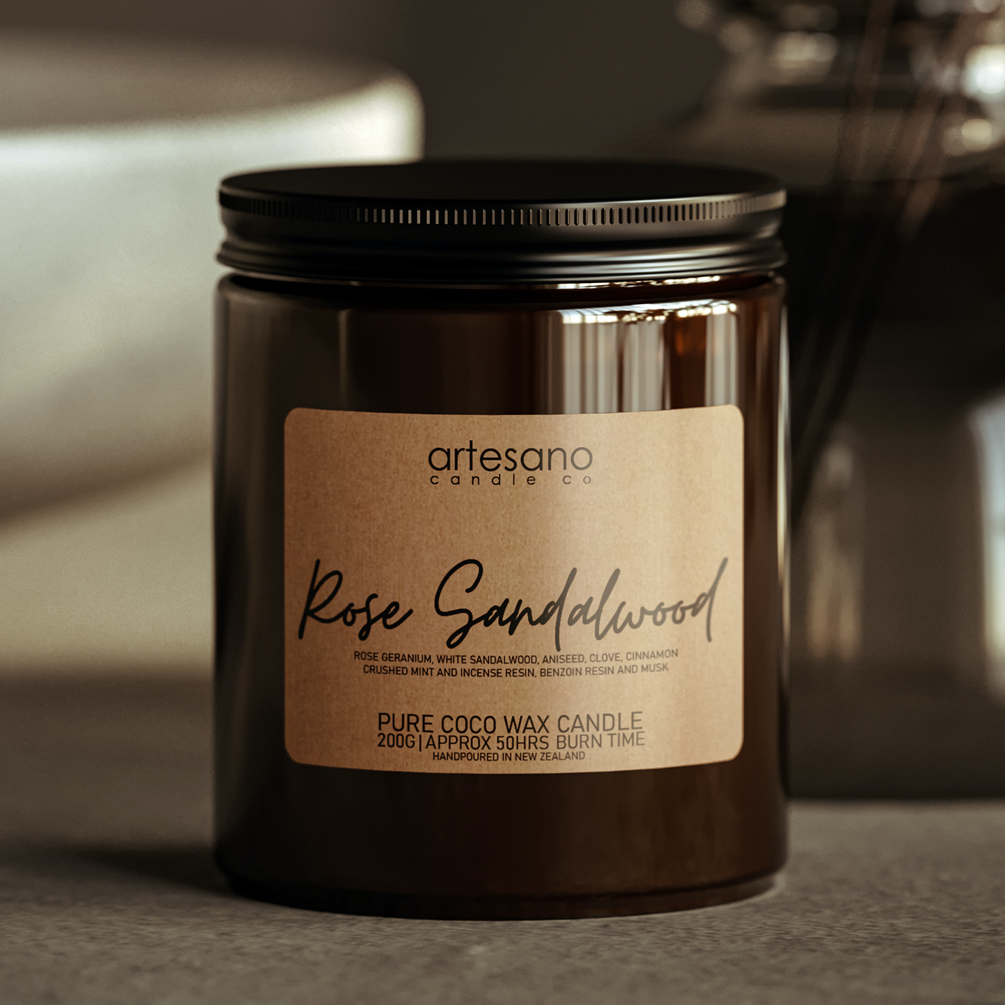 Rose Sandalwood - Large Pure Coco Wax Candle