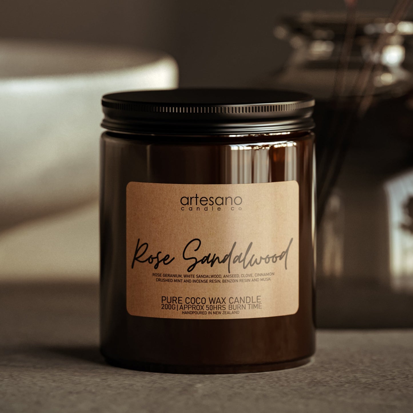 Rose Sandalwood - Pure Coco Wax Candle