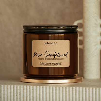 Rose Sandalwood - Pure Coco Wax Candle